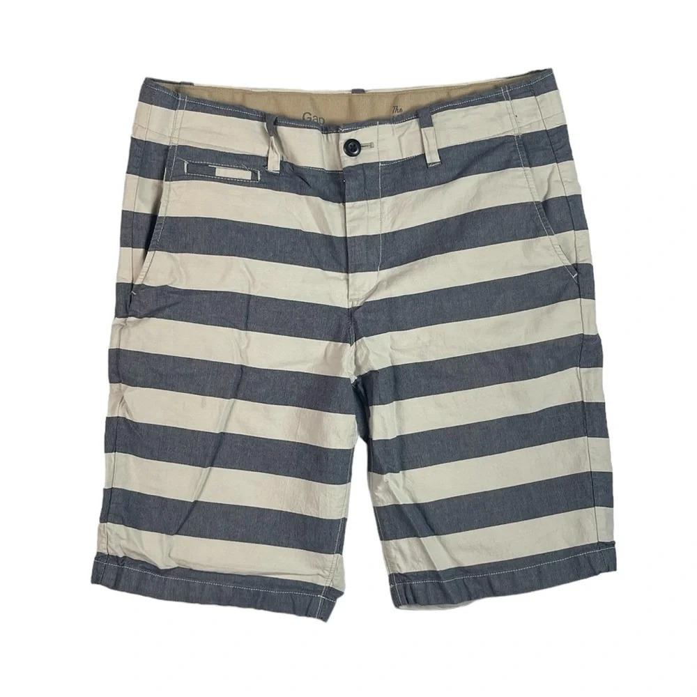 SH721 Men’s Gap Lived In Flex Waistband Striped Chino Shorts 33